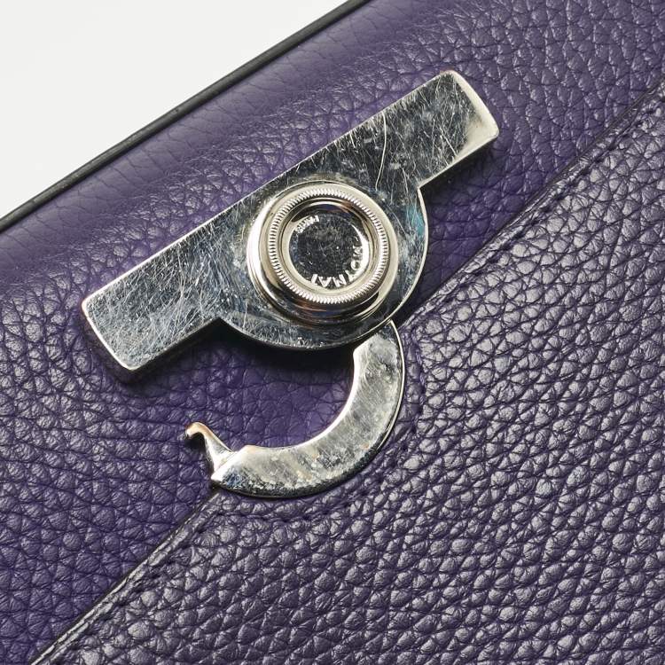 Pre Owned MOYNAT Purple Leather Mini Réjane Top Handle Bag