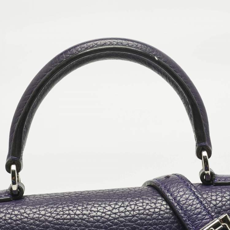 Pre Owned MOYNAT Purple Leather Mini Réjane Top Handle Bag