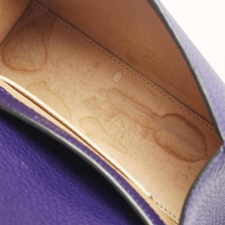 Pre Owned MOYNAT Purple Leather Mini Réjane Top Handle Bag