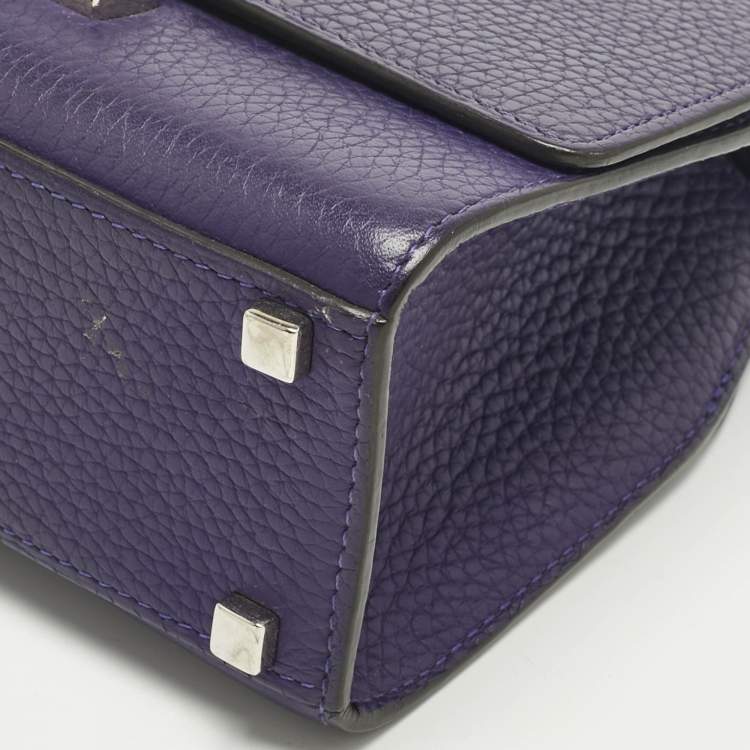 Pre Owned MOYNAT Purple Leather Mini Réjane Top Handle Bag