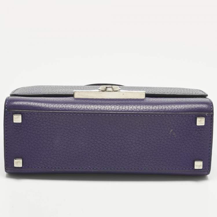 Pre Owned MOYNAT Purple Leather Mini Réjane Top Handle Bag