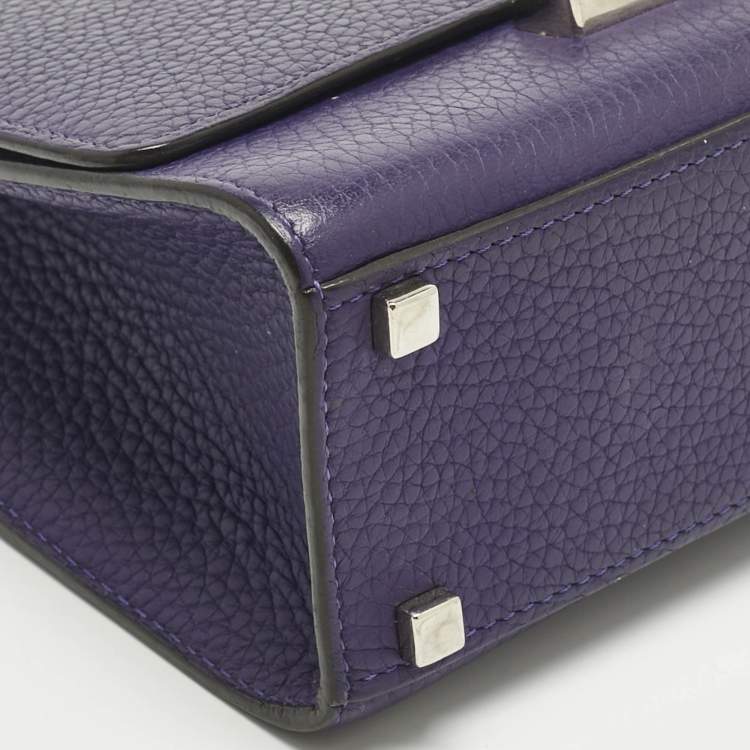 Pre Owned MOYNAT Purple Leather Mini Réjane Top Handle Bag