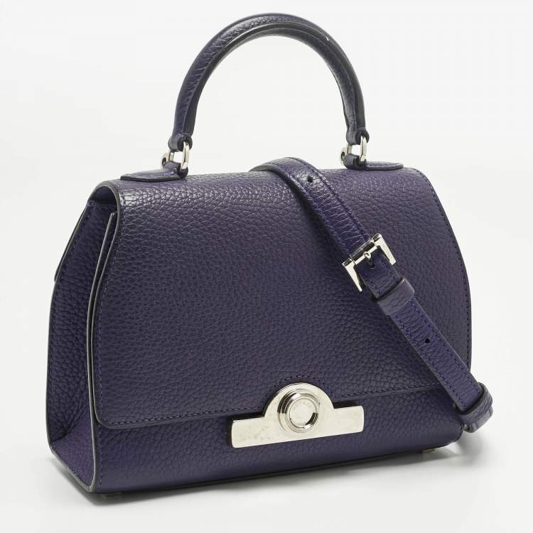Pre Owned MOYNAT Purple Leather Mini Réjane Top Handle Bag