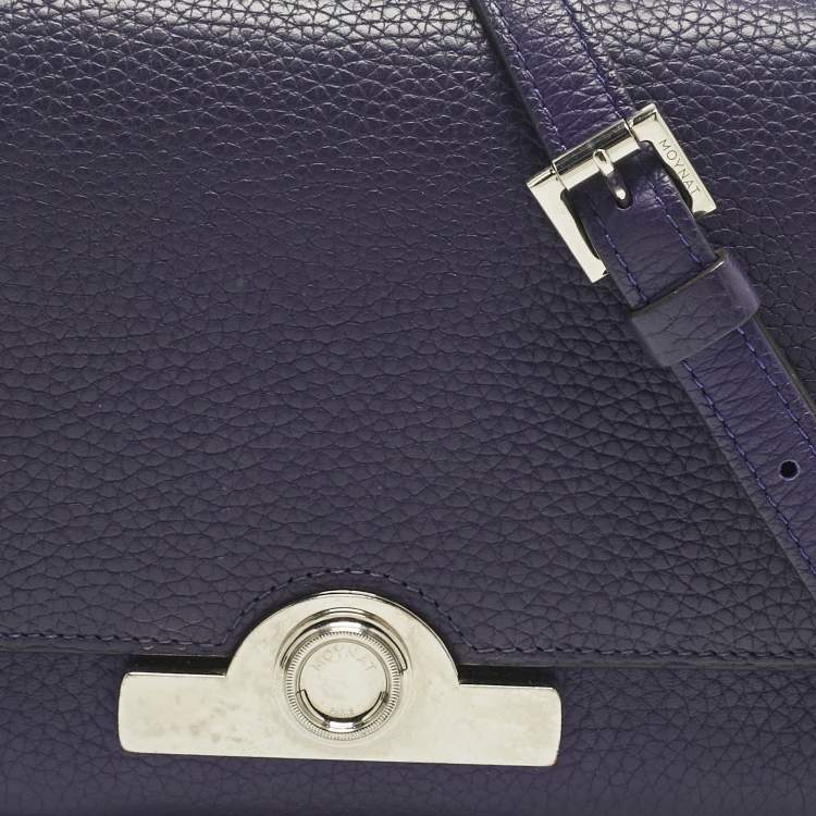 Pre Owned MOYNAT Purple Leather Mini Réjane Top Handle Bag