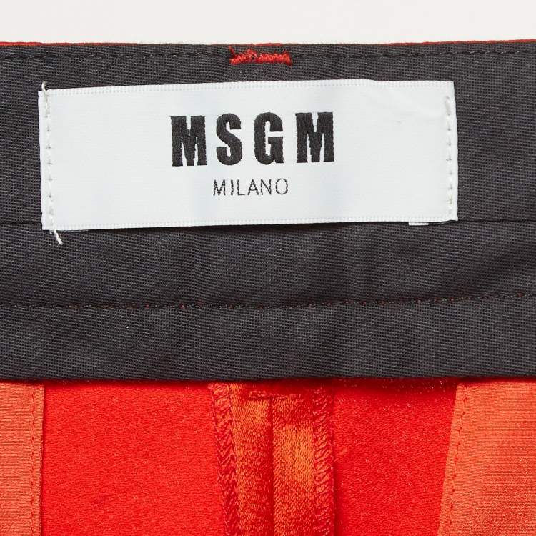 Pre Owned MSGM Orange Satin Straight Cut Trousers L
