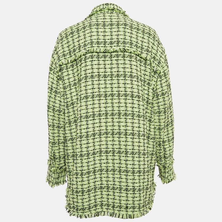 Pre Owned MSGM Green Tweed Fringed Jacket S