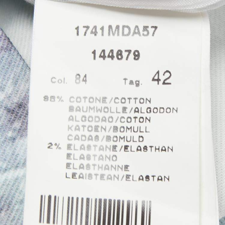 Pre Owned MSGM Blue Abstract Printed Cotton Canvas Zip Accent Detail Dress M 