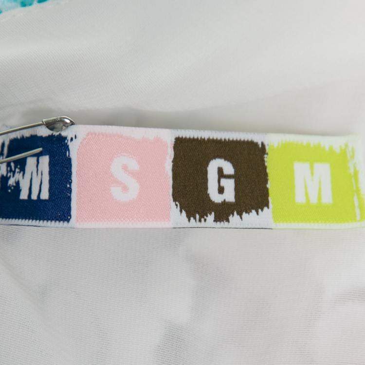 Pre Owned MSGM Multicolor Tropical Floral Embroidered Organza Shift Dress M
