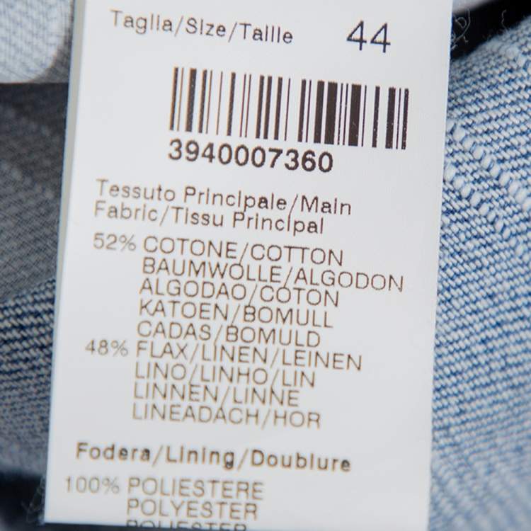 Pre Owned MSGM Blue Denim Tailored Belted Coat M