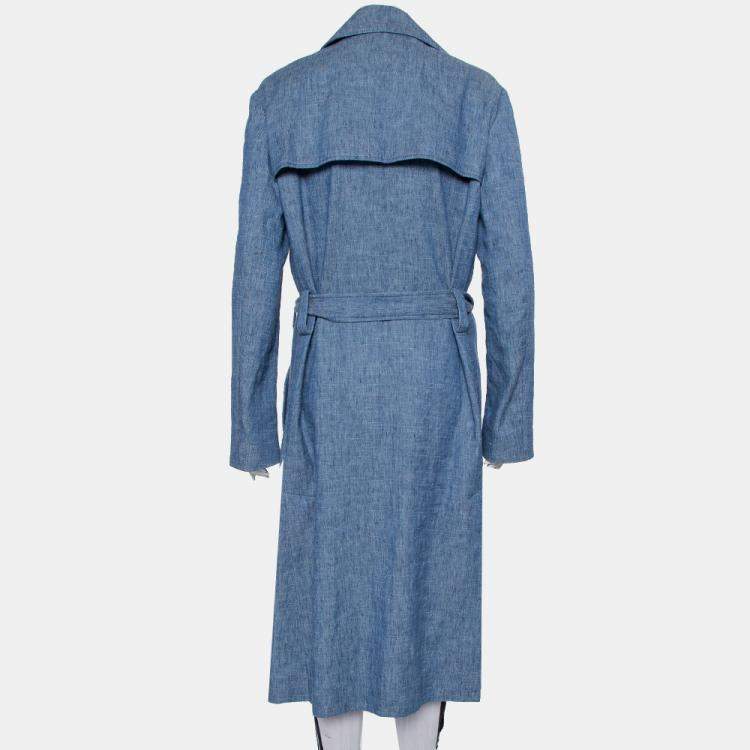 Pre Owned MSGM Blue Denim Tailored Belted Coat M