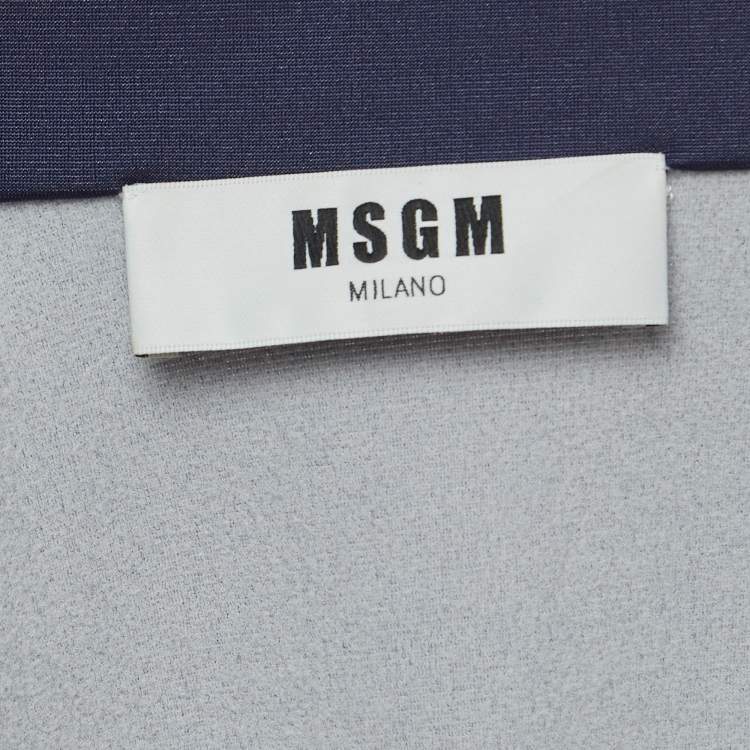 Pre Owned MSGM Navy Blue/Red Jersey Ruffle Detail Bomber Jacket M