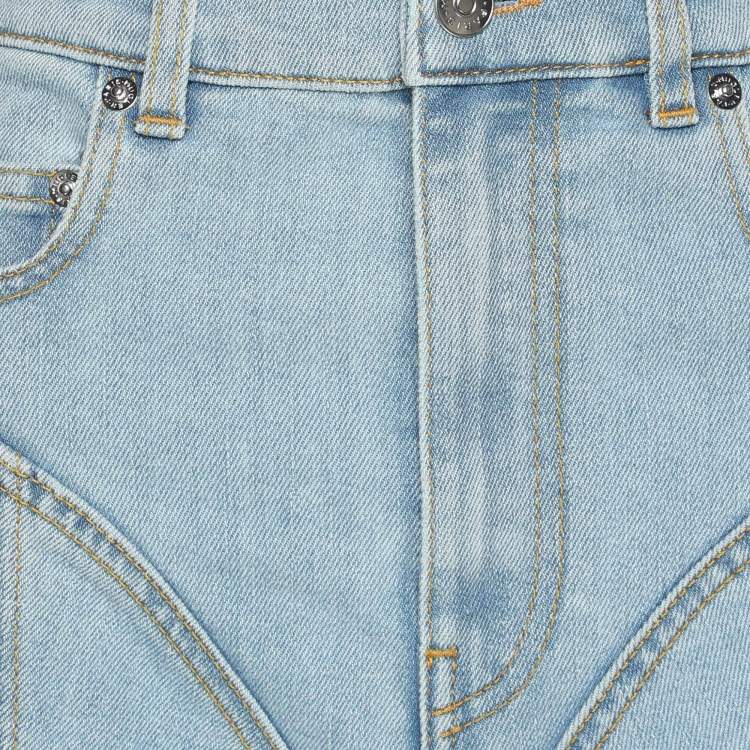 Pre Owned MUGLER Blue Denim Panelled Skinny Jeans M