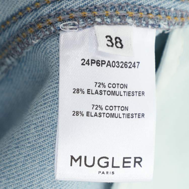 Pre Owned MUGLER Blue Denim Panelled Skinny Jeans M