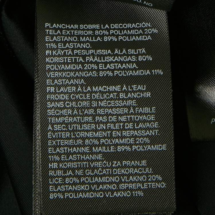 Pre Owned Mugler x H&M Black Tulle Trim Jersey Bodycon Dress S