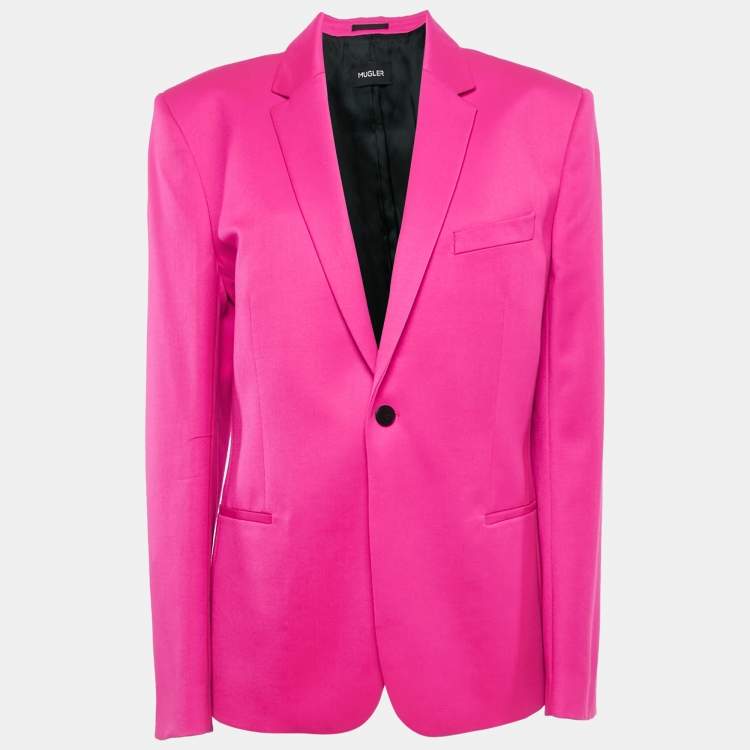 Pre Owned Mugler Fuchsia Pink Wool Single Breasted Blazer XL