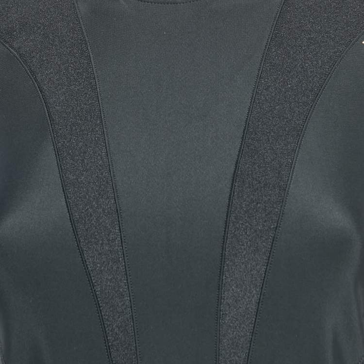 مملوكة مسبقًا Mugler Black Technical Jersey Paneled Top M