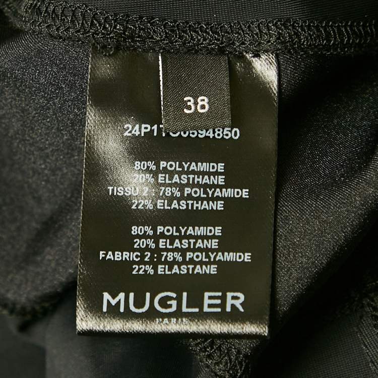 مملوكة مسبقًا Mugler Black Technical Jersey Paneled Top M