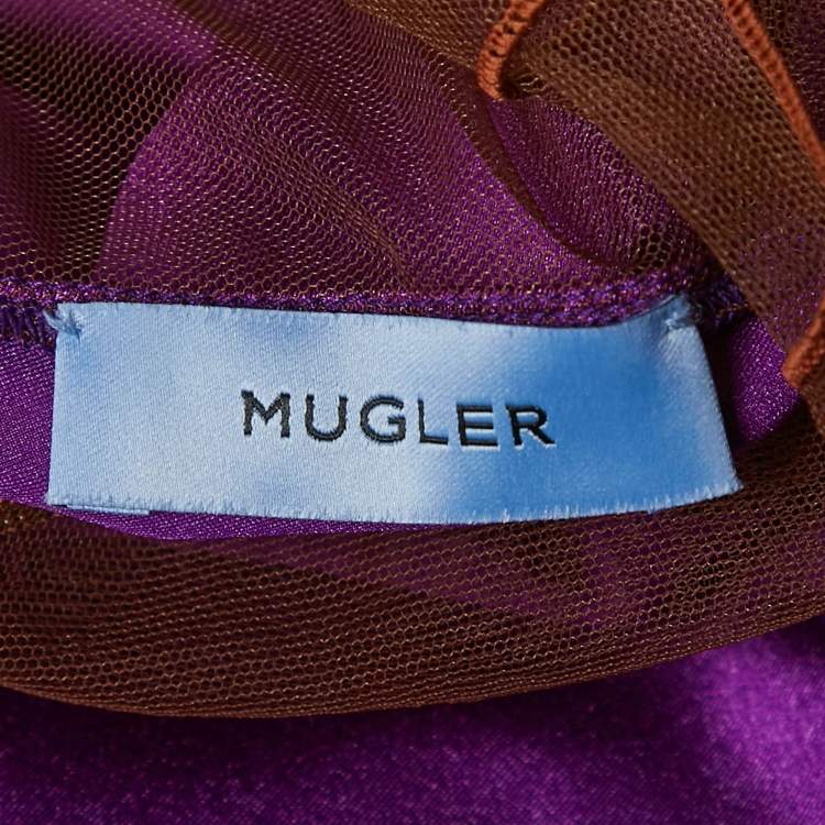 مملوكة مسبقًا MUGLER Purple Jersey Ruched Mini Dress M