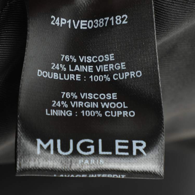 Pre Owned Mugler Black Viscose/Virgin Wool Cut-Out Detailing Blazer M