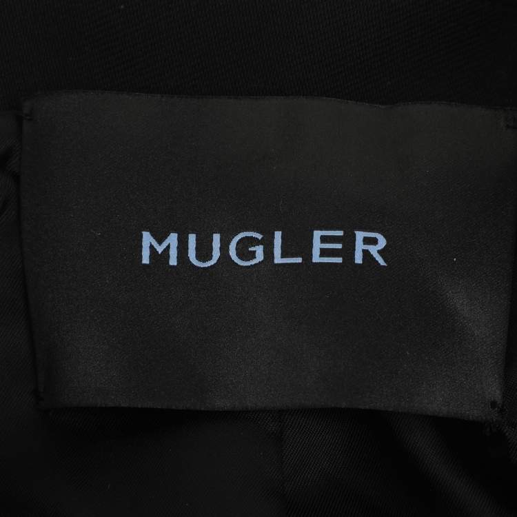Pre Owned Mugler Black Viscose/Virgin Wool Cut-Out Detailing Blazer M