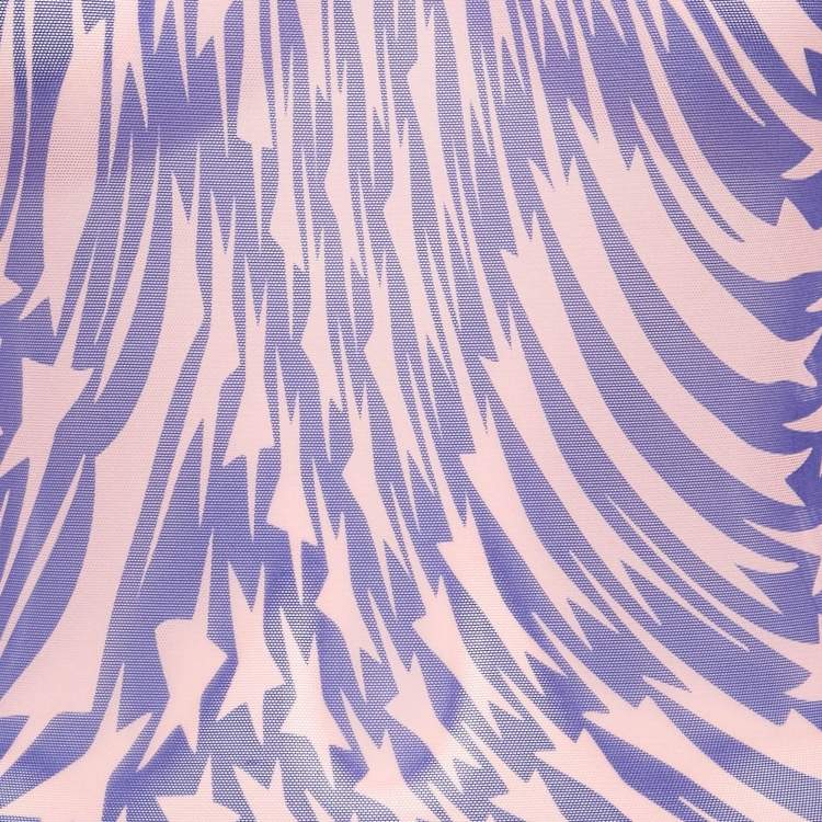 Pre Owned Mugler Pink/Blue Star Print Mesh Bodysuit S