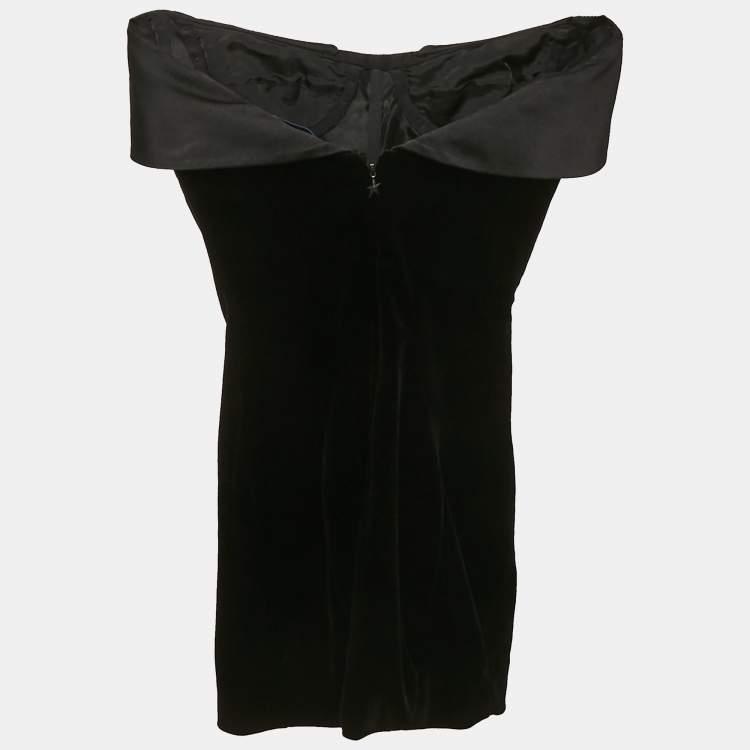 مملوكة مسبقًا Mugler Black Velvet & Satin Strapless Mini Dress XXS