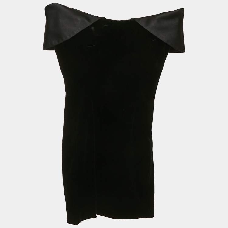 مملوكة مسبقًا Mugler Black Velvet & Satin Strapless Mini Dress XXS