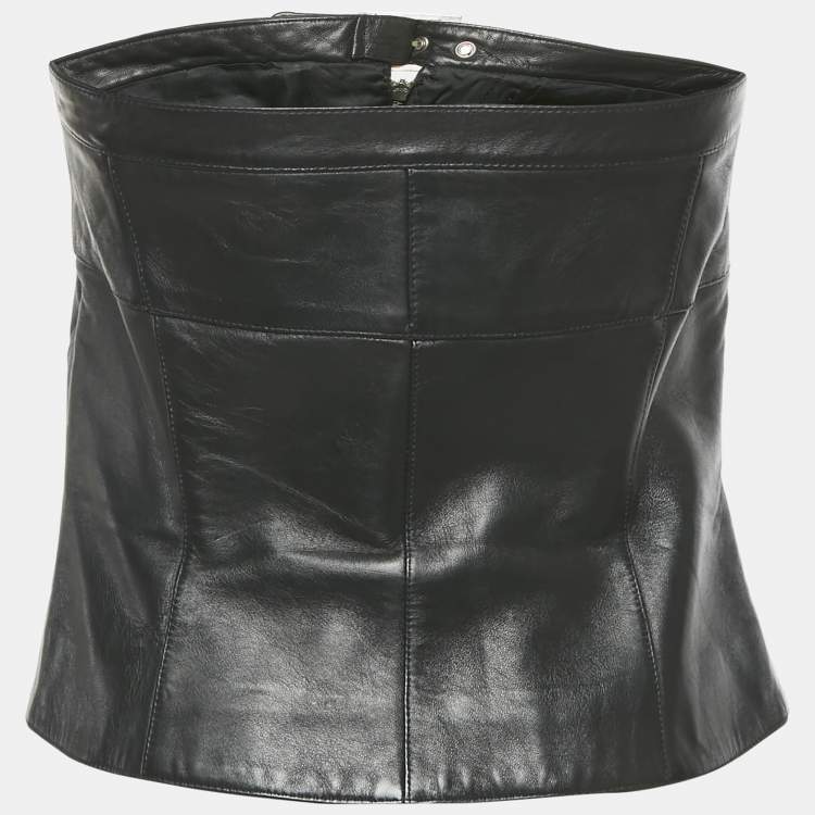 مملوكة مسبقًا MUGLER Black Leather Strapless Top M