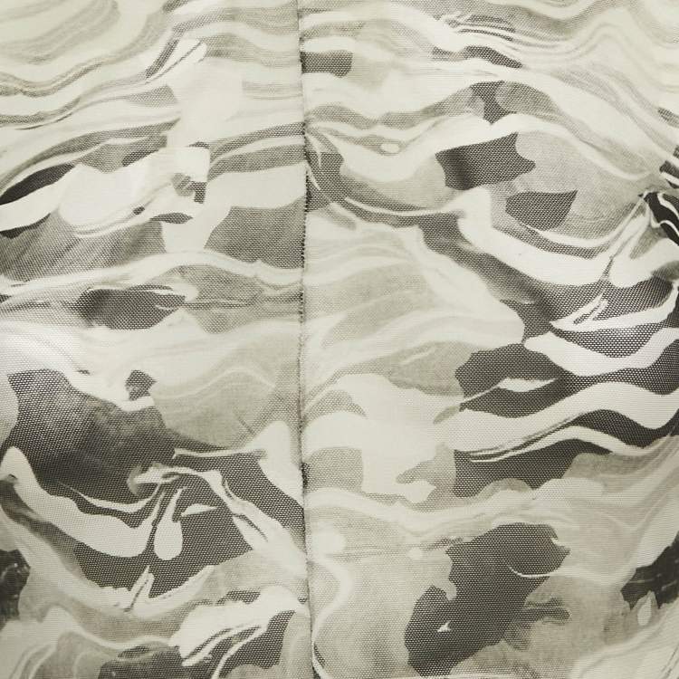 مملوكة مسبقًا Mugler Grey Camouflage Print Mesh Bodysuit L