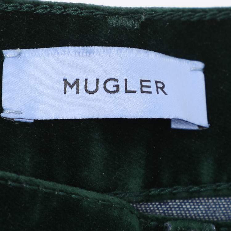 Pre Owned Mugler Green Velvet Pants M