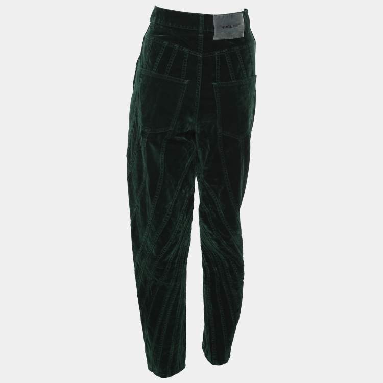 Pre Owned Mugler Green Velvet Pants M