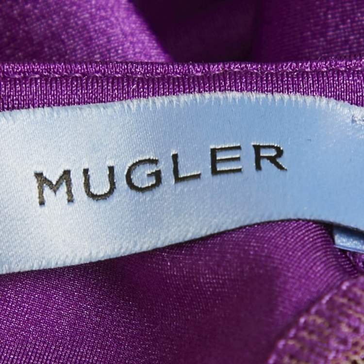 Pre Owned Mugler Purple Jersey and Tulle Mini Bodycon Dress S