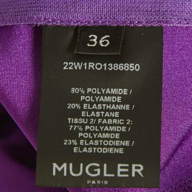 Pre Owned Mugler Purple Jersey and Tulle Mini Bodycon Dress S
