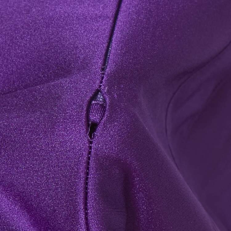 Pre Owned Mugler Purple Jersey and Tulle Mini Bodycon Dress S
