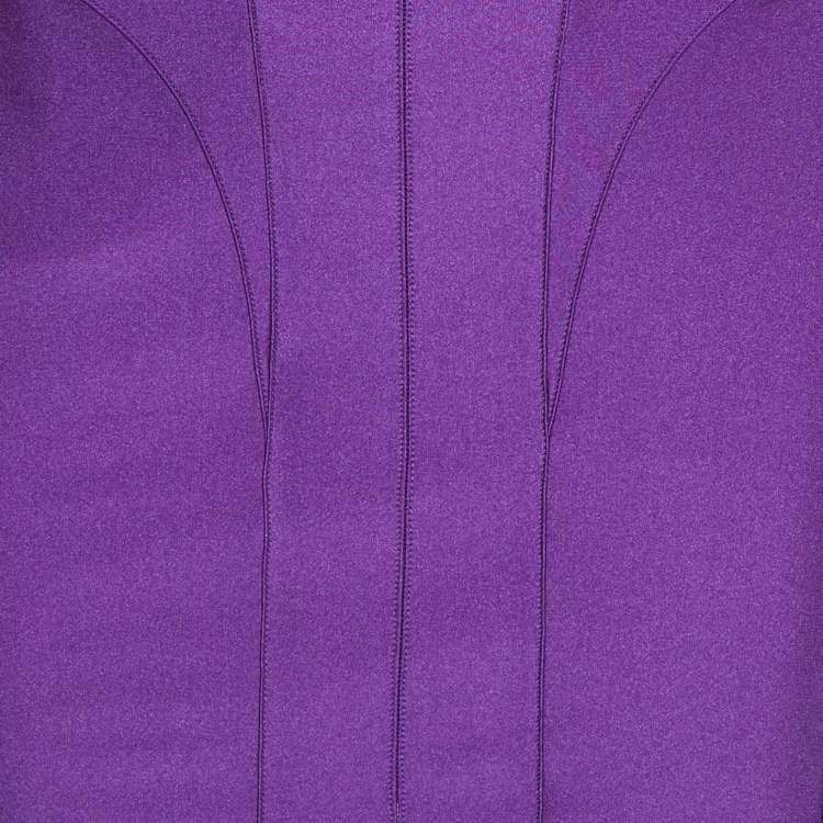 Pre Owned Mugler Purple Jersey and Tulle Mini Bodycon Dress S