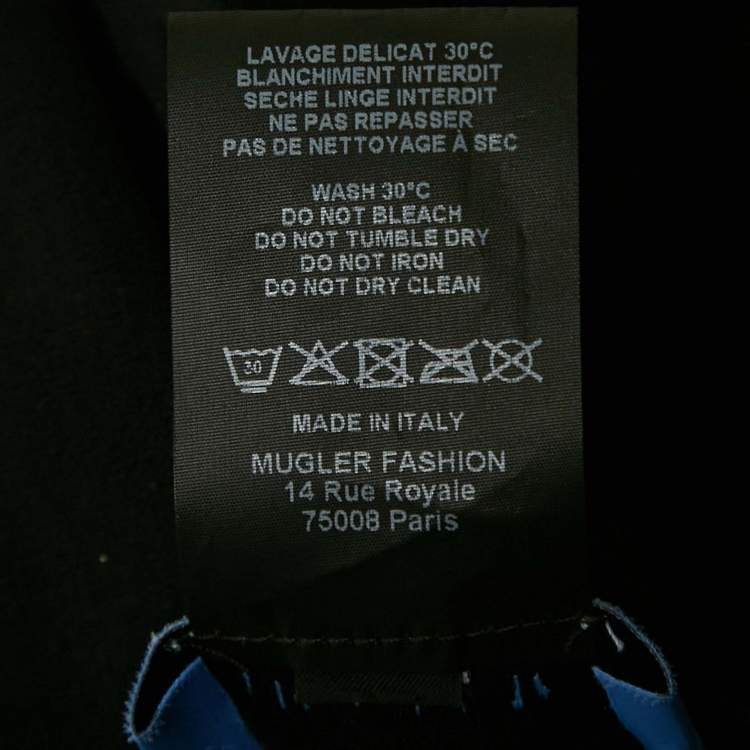 Pre Owned Mugler Black Nylon Knit Perforated Detail High Neck Bodycon Dress S