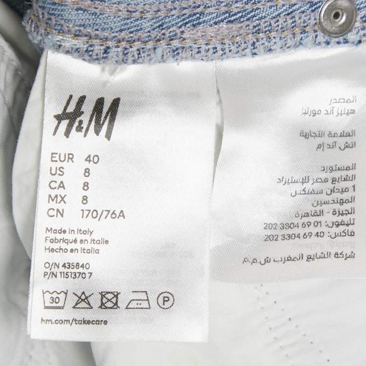 Pre Owned MUGLER X H&M Blue & Black Panel Denim Spiral Skinny Jeans M Waist 27"