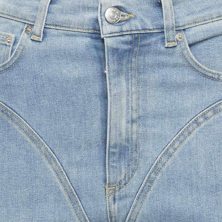 Pre Owned MUGLER X H&M Blue & Black Panel Denim Spiral Skinny Jeans M Waist 27"