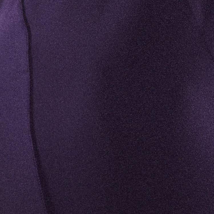 Pre Owned Mugler Purple Stretch Crepe High Neck Bodysuit M