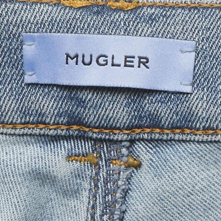 Pre Owned Mugler Blue Denim High-Rise Jeans M/Waist 28"