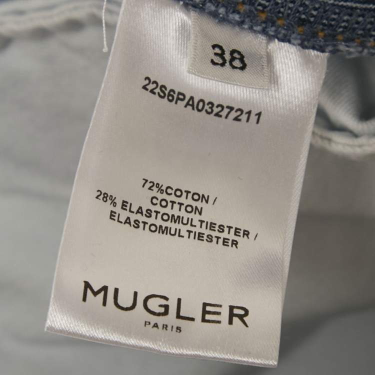 Pre Owned Mugler Blue Denim High-Rise Jeans M/Waist 28"