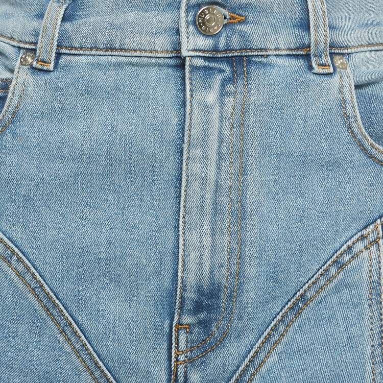 Pre Owned MUGLER Blue Paneled Denim High-Rise Jeans M/Waist 30"