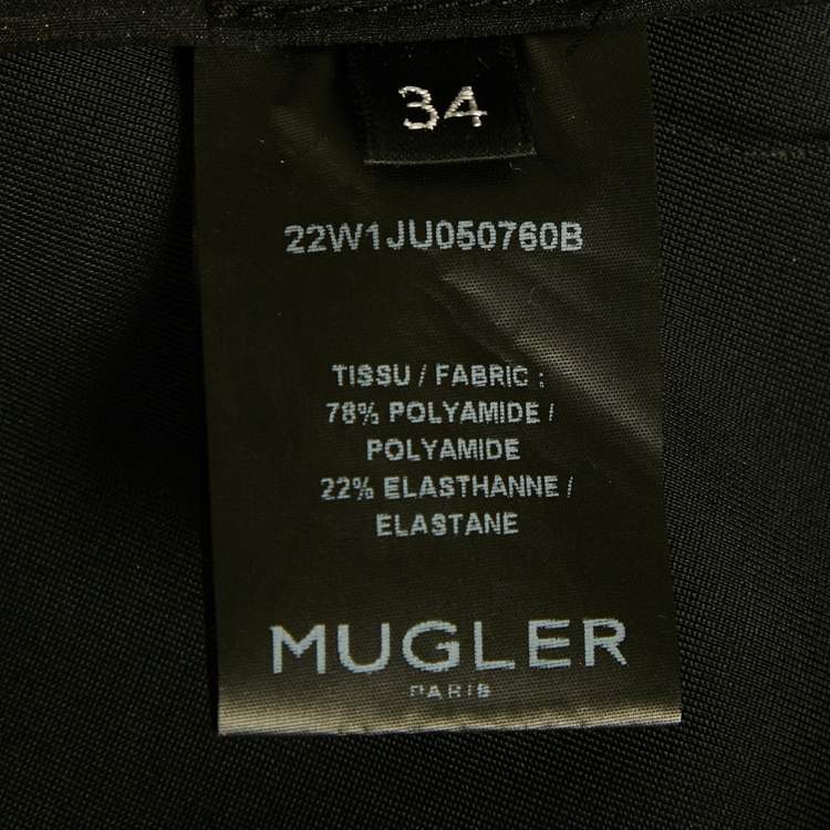 Pre Owned MUGLER Black Jersey Cut-Out Waist Mini Skirt S