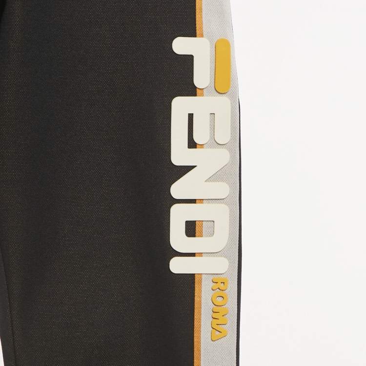 Pre Owned Fendi Kids Black Zucca Side Band Trim Jersey Joggers 9 Yrs 