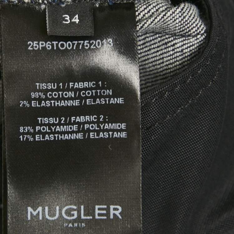 Pre Owned MUGLER Dark Blue Denim Mesh Detail Corset Top S