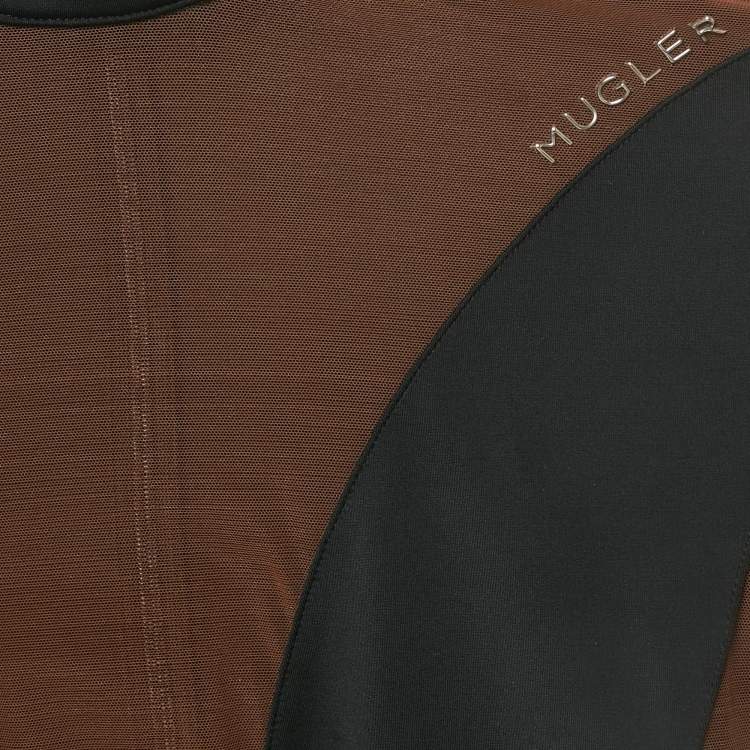 Pre Owned Mugler x H&M Black/Brown Jersey and Mesh Sheer Trim Set S/M