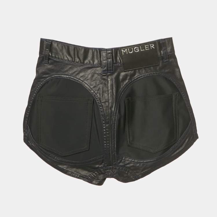 Pre Owned Mugler Navy Blue Nylon Shorts S