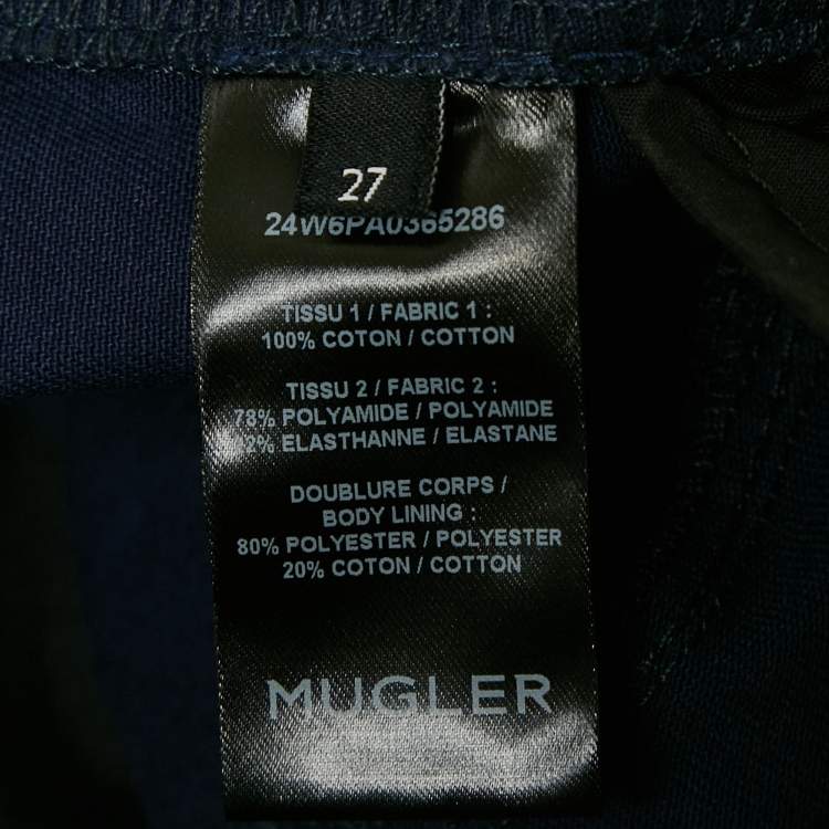 Pre Owned Mugler Navy Blue Nylon Shorts S