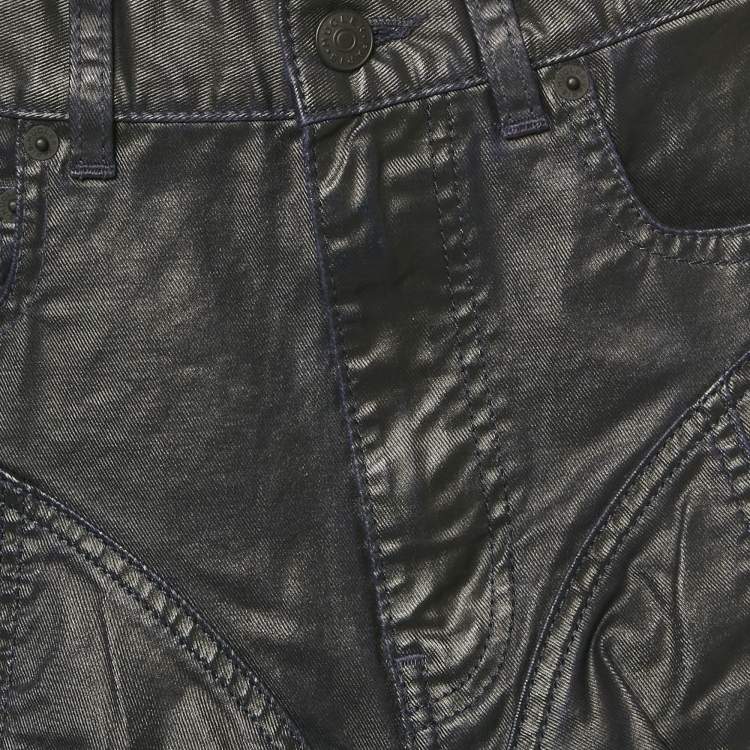 Pre Owned Mugler Navy Blue Nylon Shorts S