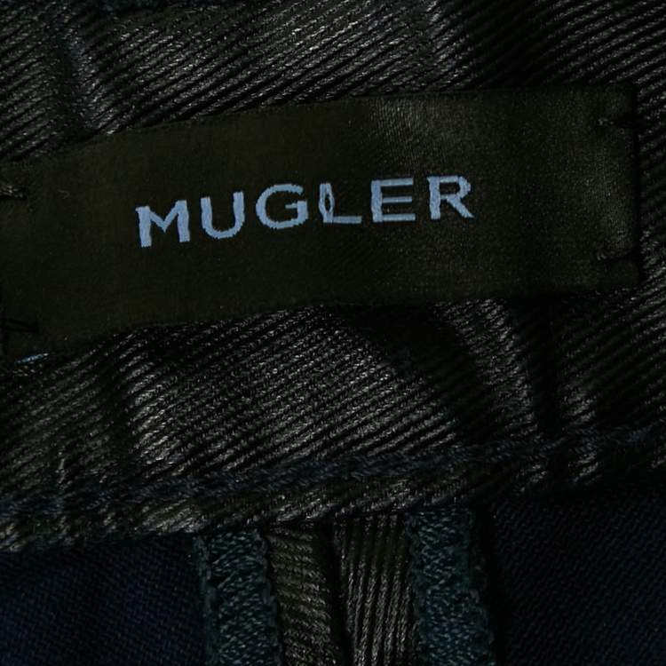 Pre Owned Mugler Navy Blue Nylon Shorts S